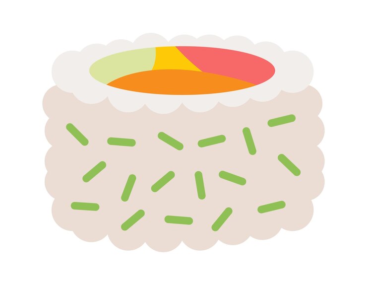Vetor rolos de sushi com algas marinhas ilustração vetorial de comida japonesa