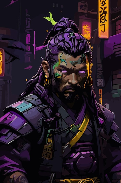 Vetor ronin cyberpunk