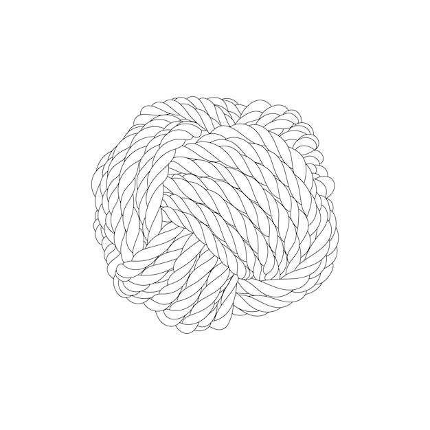 Rope knots borders black thin line art design element vector ilustração de nó de corda