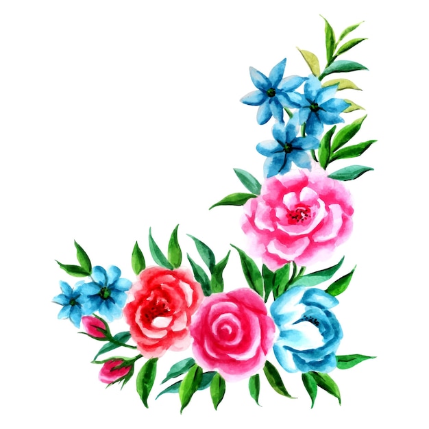 Vetor rosa aquarela romântica floral