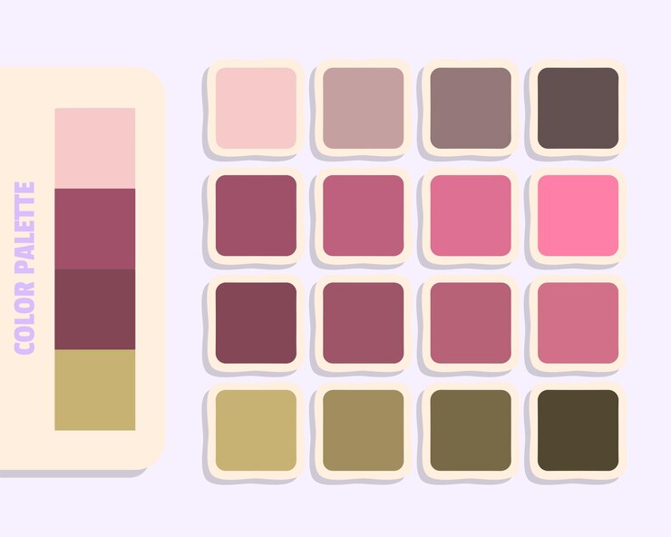 Vetor rosa vermelho indiano dimgray darkkhaki teoria da cor cores harmônicas catálogo amostra de cor rgb