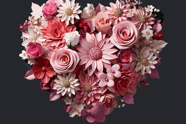 Rosas cor-de-rosa forma de coração em fundo branco rose é um símbolo de flor representa amor romance em