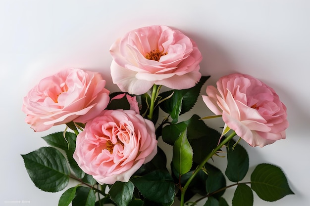 Rosas cor-de-rosa isoladas em fundo branco