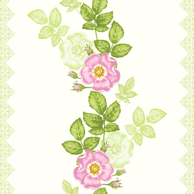 Rose flores floral sem costura vector fundo vintage fronteira padrão