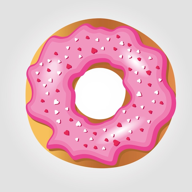 Rosquinha de confeitaria de ilustração vetorial em esmalte de açúcar bolo de frutas cor de rosa