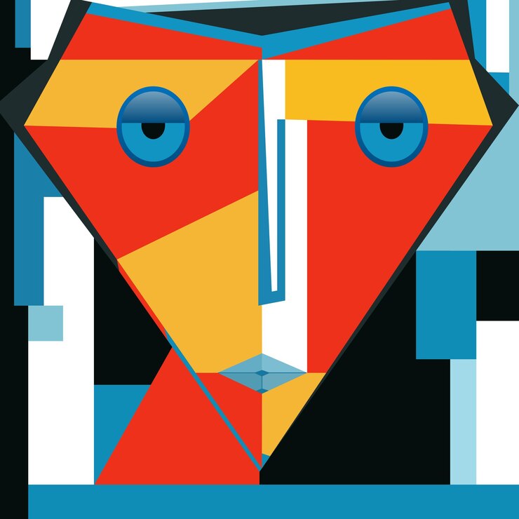 Vetor rosto abstrato em estilo cúbico para banner de pôster ou plano de fundo