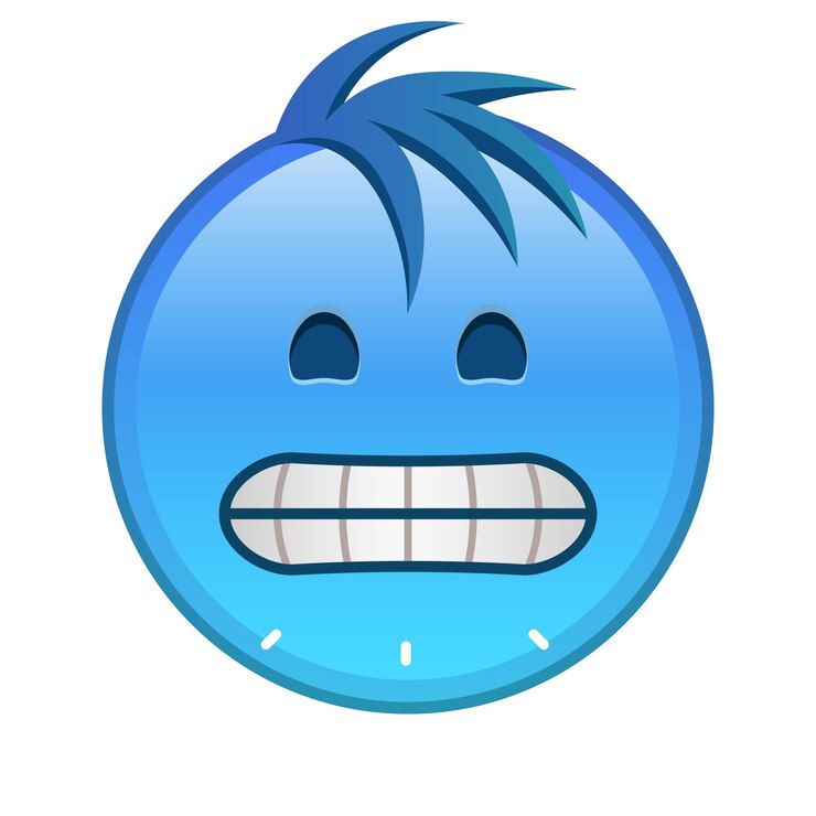 Vetor rosto congelado grande tamanho de emoji amarelo sorriso com cabelo