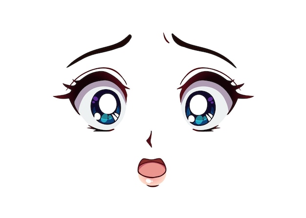 Olhos bonitos de garotas de anime. expressões de rosto de mangá. ilustração  vetorial.