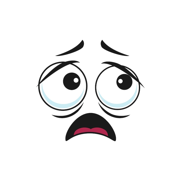 Vetor rosto de desenho animado medo sentimentos preocupantes preocupação emoji