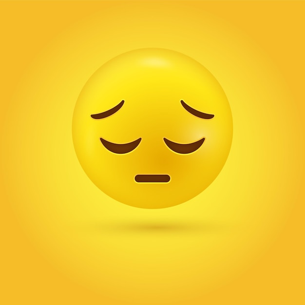 Rosto de emoji pensativo e triste ou emoticon 3d decepcionado