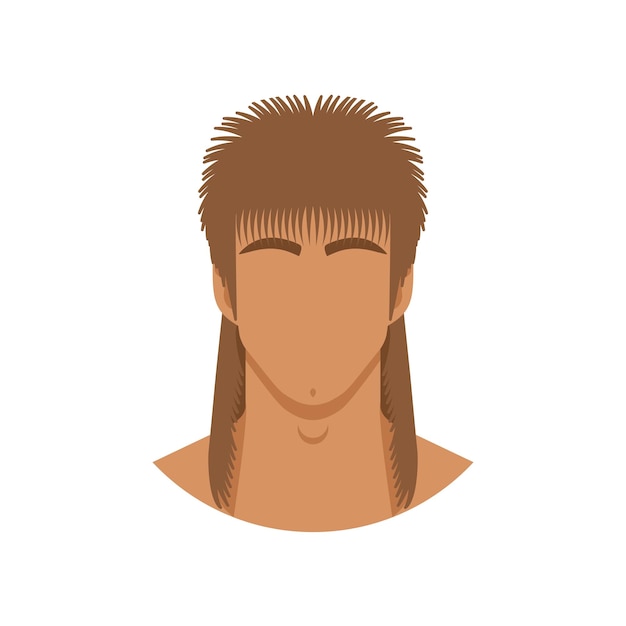 Vetor rosto de homem com corte de cabelo mullet