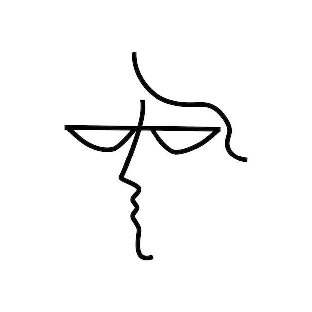 Vetor rosto de linha abstrata em ilustração vetorial de estilo plano moderno