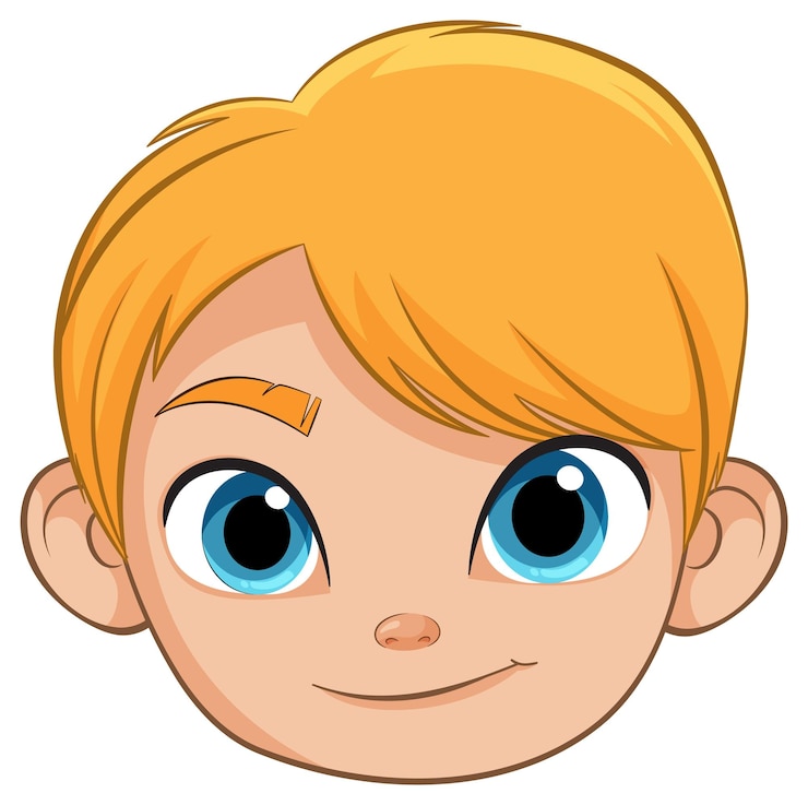 Vetor rosto de menino de desenho animado sorridente