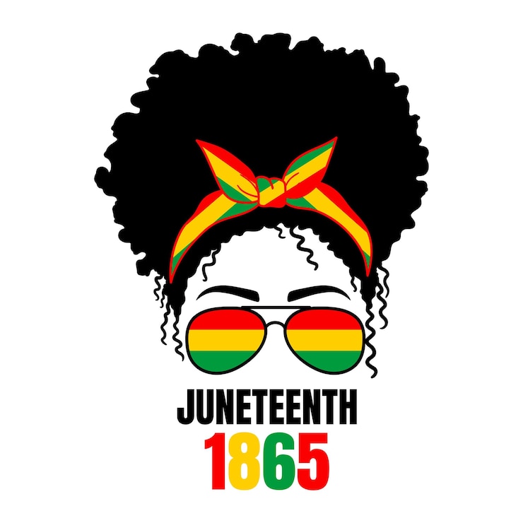 Vetor rosto de mulher com óculos de aviador bandana afro women juneteenth independence day afro-americano