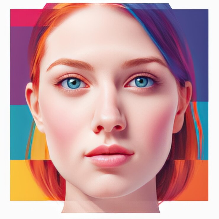 Vetor rosto de mulher com olhos coloridos ilustração vetorial