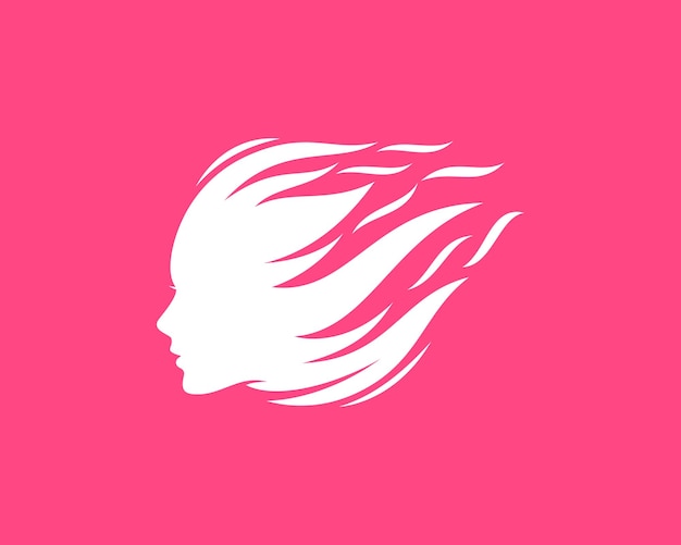Rosto de mulher de beleza com logotipo de cabelo de fogo