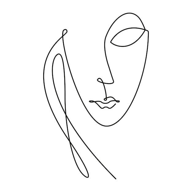 Vetor rosto de mulher, linha contínua. ilustração vetorial, isolada no fundo branco.