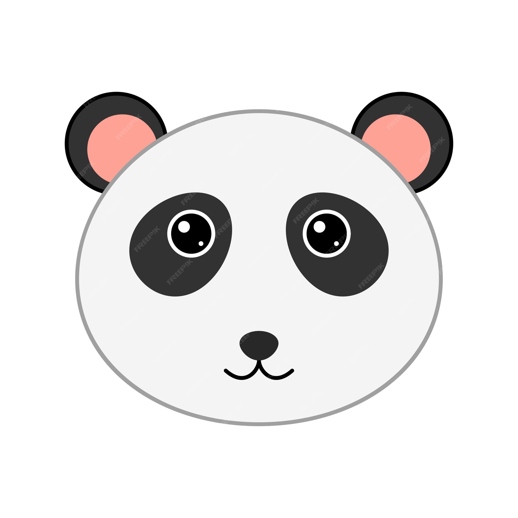 Logotipo do ícone do vetor de desenho de rosto de panda bonito isolado em  branco