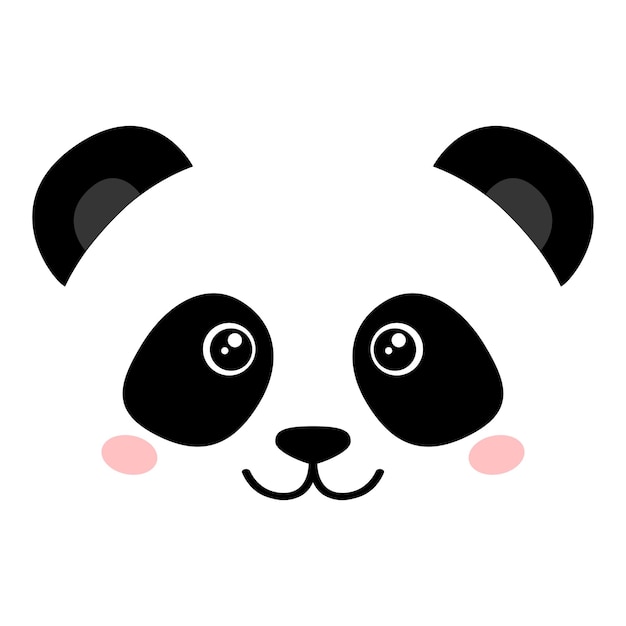 Logotipo do ícone do vetor de desenho de rosto de panda bonito isolado em  branco