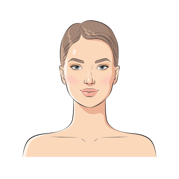 Rosto de uma jovem mulher bonita ilustração vetorial