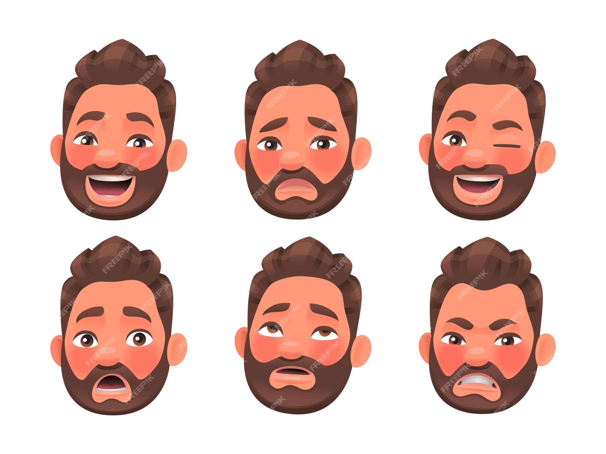 Caricatura, Sorrindo, Rosto, Homem, Barba, Personagem Perto, Olhos