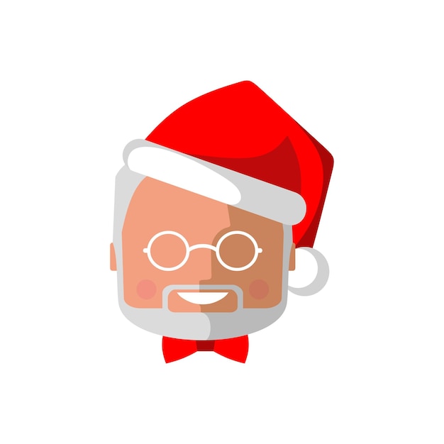 Rosto do retrato colorido do papai noel em avatar de ícone de estilo plano ilustração vetorial isolada