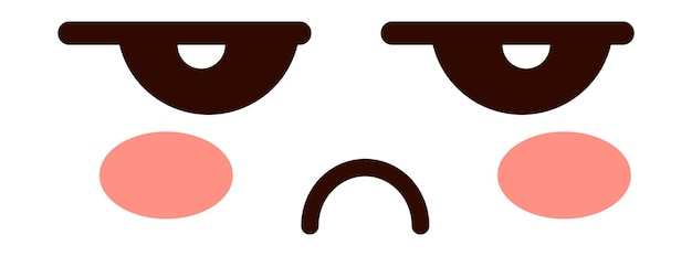Rosto sem graça emoji kawaii infeliz emoção negativa isolada em fundo branco
