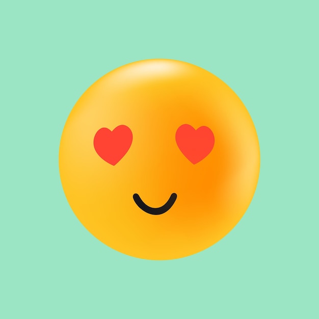 Rosto sorridente com ícone de emoção de olhos em forma de coração no amor reação positiva nas mídias sociais