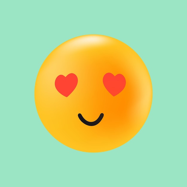 Rosto sorridente com ícone de emoção de olhos em forma de coração no amor Reação positiva nas mídias sociais