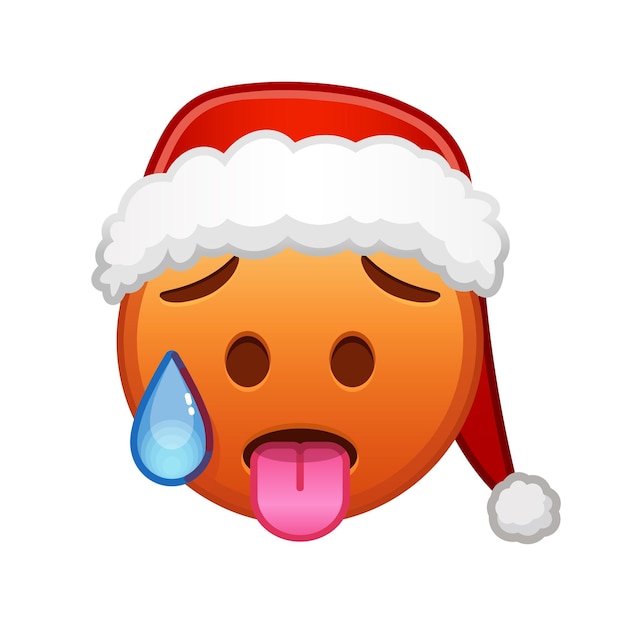 Vetor rosto suado de natal grande tamanho de sorriso emoji vermelho