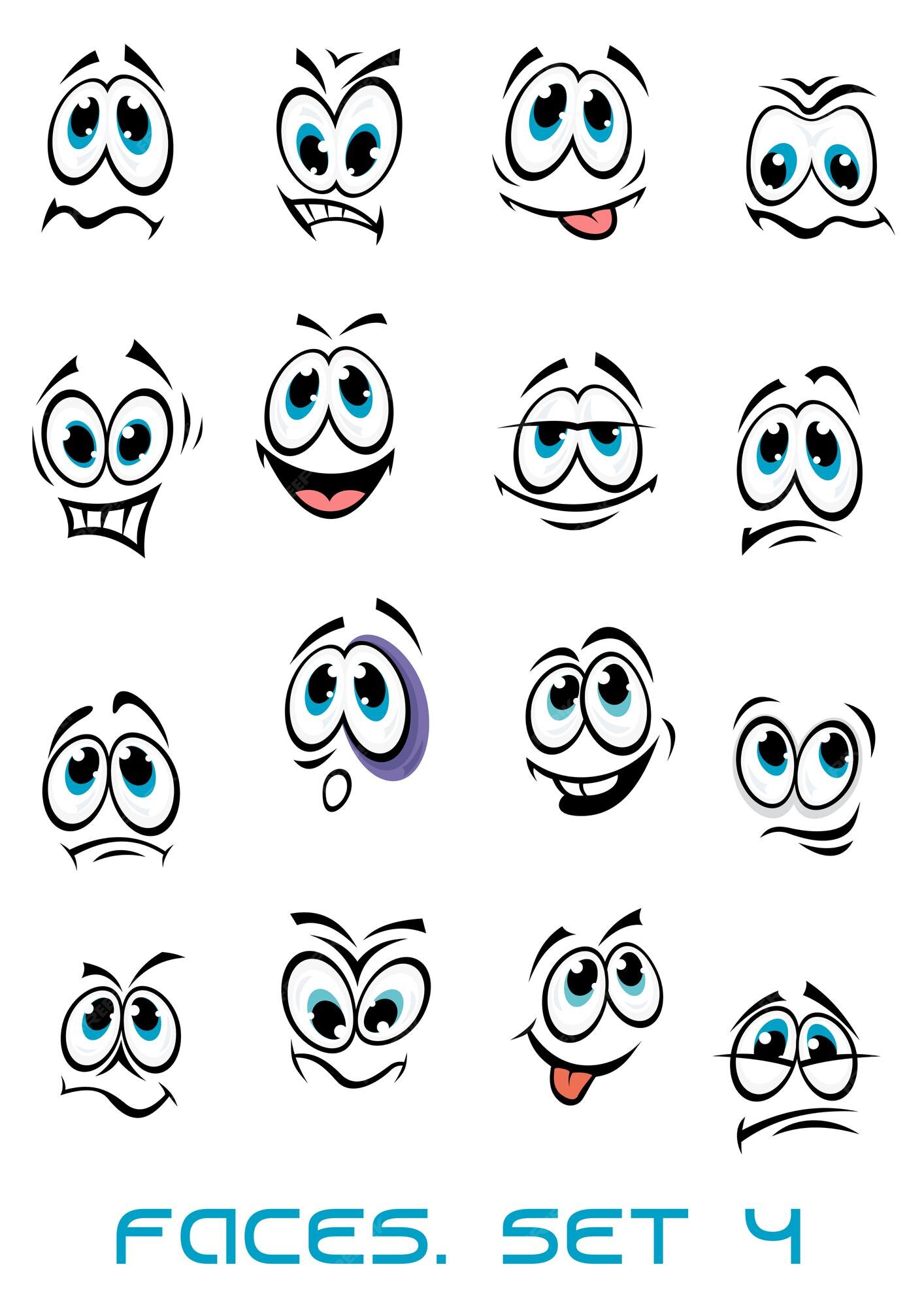 Expressão Facial Dos Desenhos Animados. Boca E Olhos Expressando, Rostos  Felizes. Emoções Expressivas, Sorriso Isolado, Raiva, Chorando Personagens  Vetoriais Decentes Royalty Free SVG, Cliparts, Vetores, e Ilustrações  Stock. Image 180200824