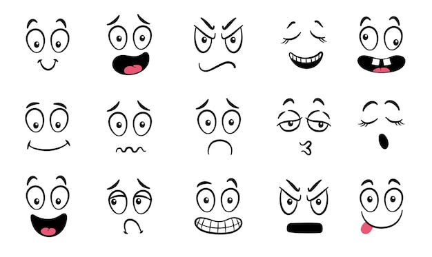 Vetores de Cara De Desenho Animado Olhos E Boca Expressivos