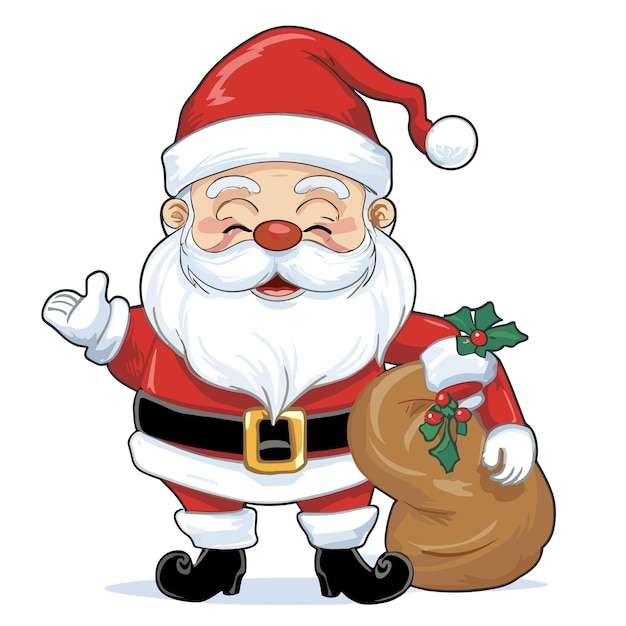 Rostos de Papai Noel e ilustração vetorial de corpo inteiro