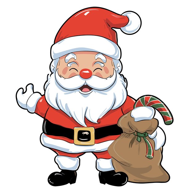 Rostos de Papai Noel e ilustração vetorial de corpo inteiro