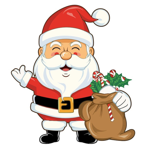 Rostos de Papai Noel e ilustração vetorial de corpo inteiro