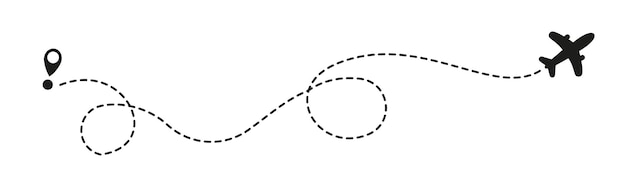 Vetor rotas de avião no fundo branco conceito de viagem romântico ícone de vetor de caminho de linha de avião