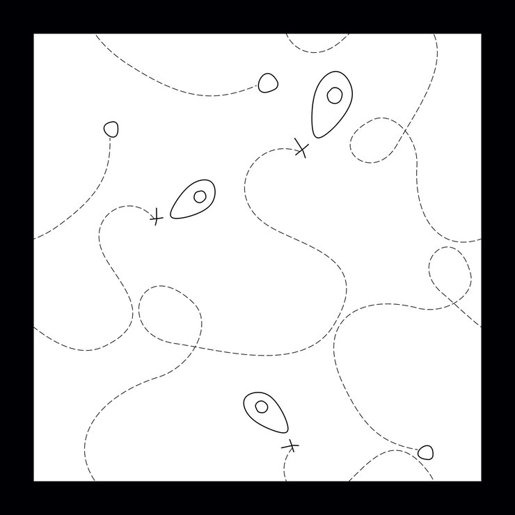 Vetor rotas de mapa padrão sem costura vetor monocromático faróis pretos em campo branco rota pontilhada fina vetor contorno doodle ilustração para fundo modelo impressão têxtil tecido