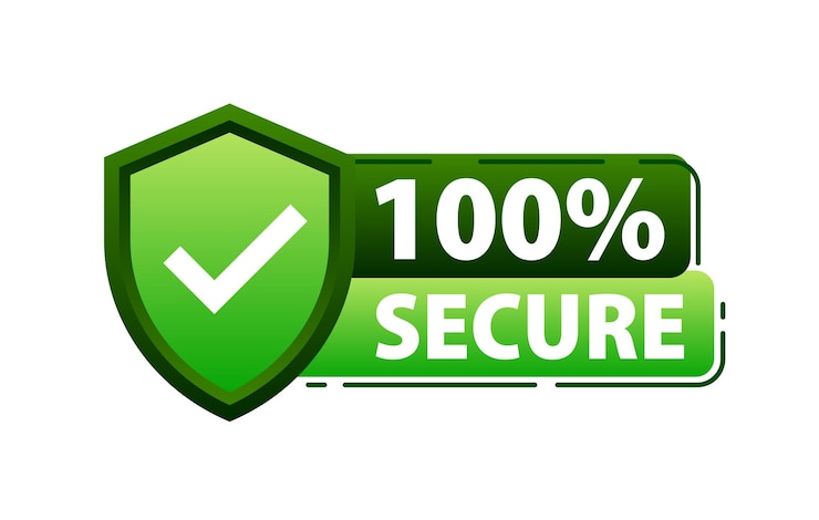 Vetor rótulo 100% seguro máxima proteção e segurança de dados