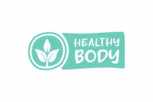 Rótulo de corpo saudável logotipo vetorial de cuidados de saúde e beleza etiquetas e elementos desenhados à mão para o corpo de saúde