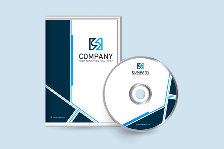 Vetor rótulo de dvd corporativo moderno e modelo de capa de disco compacto