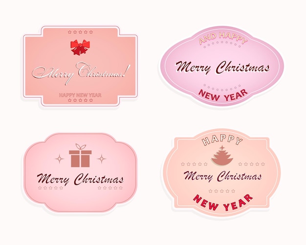 Rótulo de emblema oval de natal de tom pastel rosa com texto