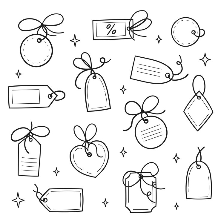 Rótulo de etiqueta de preço desenhado à mão ilustração ícone vetor doodle