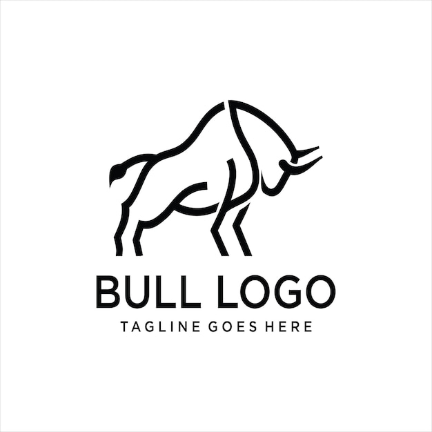 Rótulo de ícone de logotipo de desenho de linha de touro elementos decorativos em estilo de linha moderno