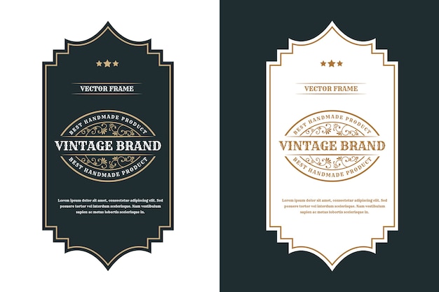 Rótulo de logotipo vintage luxo frames para cerveja, uísque, álcool e rótulos de garrafas de bebidas