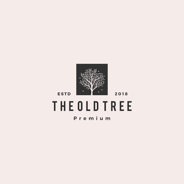 Rótulo de logotipo vintage retrô hipster de árvore logo