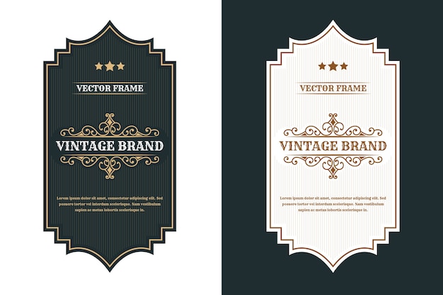 Rótulo de logotipo vintage royal luxo frames para cerveja, uísque, álcool