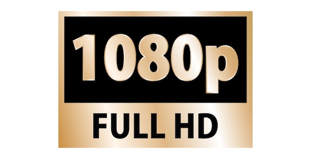 Vetor rótulo de ouro 1080p full hd isolado no fundo branco