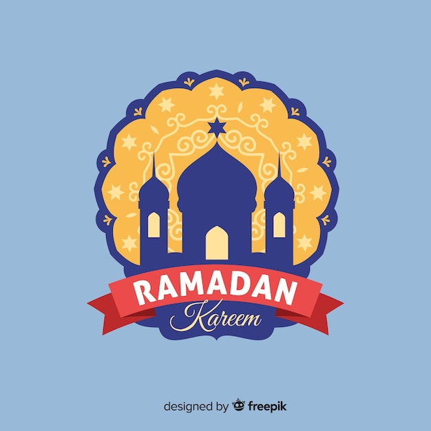 Rótulo de ramadan plana