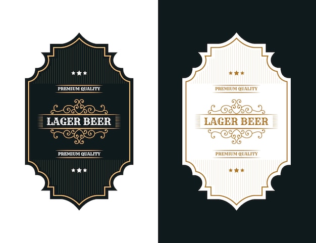 Rótulo do logotipo de molduras de embalagens de luxo vintage para garrafa de cerveja, uísque, álcool e bebidas