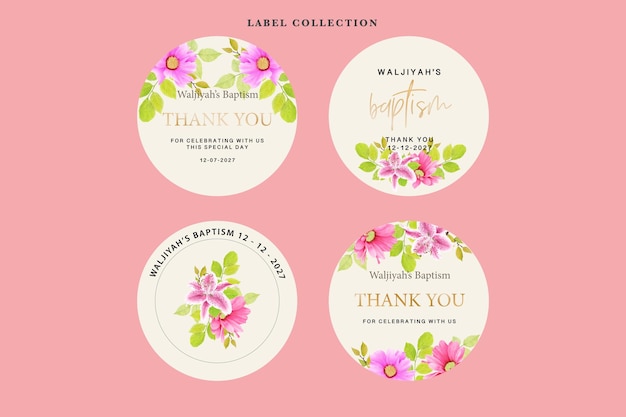 rótulo floral aquarela em estilo vintage